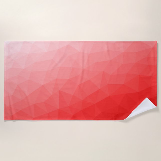 Red gradient geometric mesh pattern beach towel (Front)