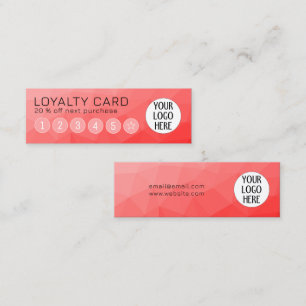 Red Gradient Geometric Mesh Pattern Custom Logo Loyalty Card