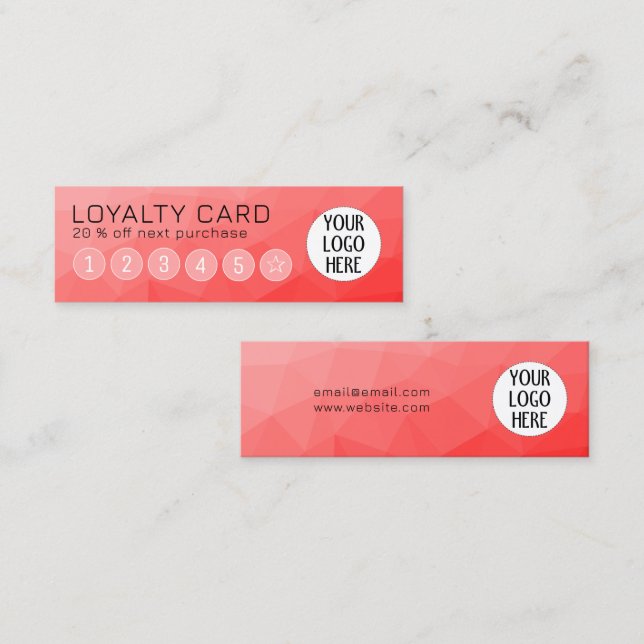 Red Gradient Geometric Mesh Pattern Custom Logo Loyalty Card (Front/Back)