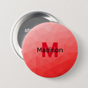 Red gradient geometric mesh pattern Monogram 7.5 Cm Round Badge