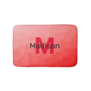 Red gradient geometric mesh pattern Monogram Bath Mat