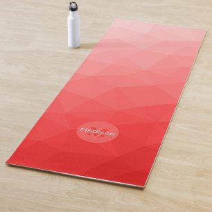Red Gradient Geometric Mesh Pattern Monogram Yoga Mat