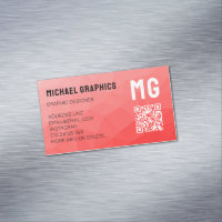 Red gradient geometric mesh pattern QR code