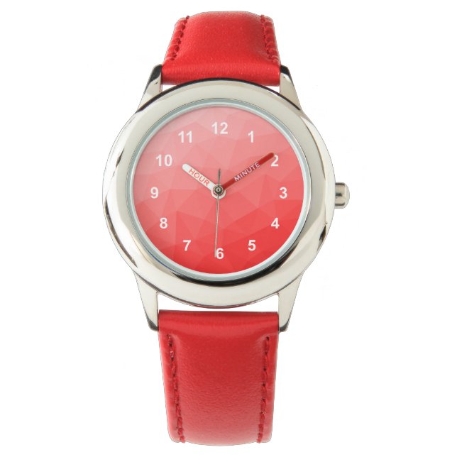 Red gradient geometric mesh pattern watch (Front)