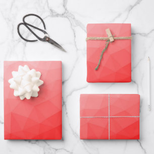Red gradient geometric mesh pattern wrapping paper sheet