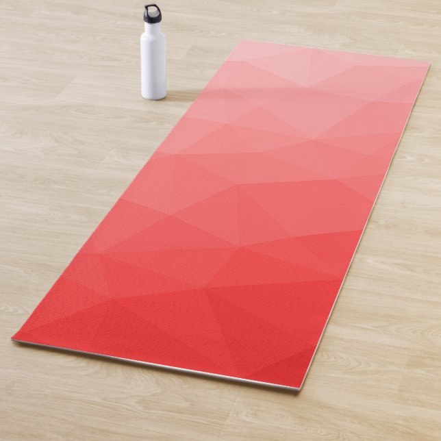 Red Gradient Geometric Mesh Pattern Yoga Mat (In Situ)