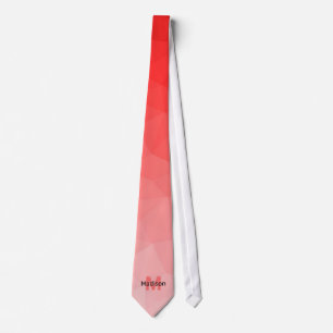 Red gradient geometry mesh pattern Monogram Tie