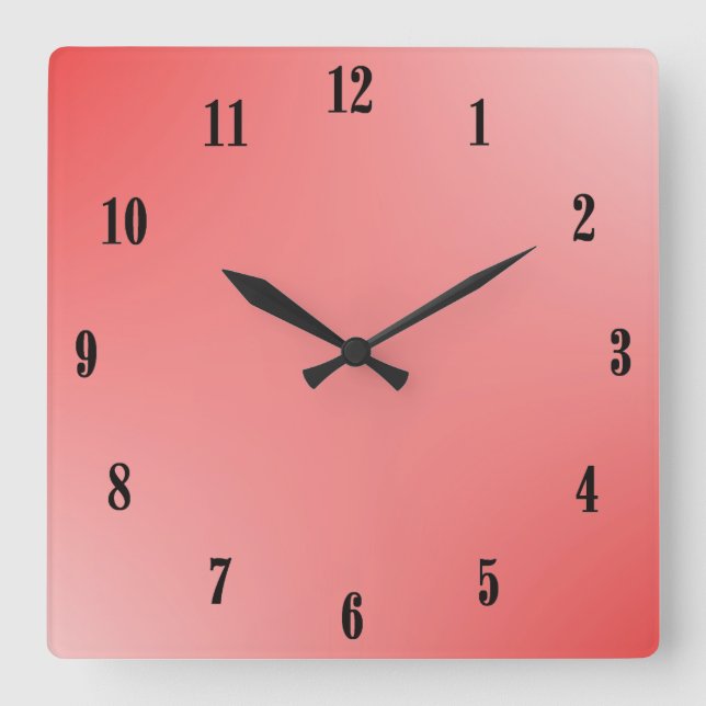 Red Gradient Square Wall Clock (Front)