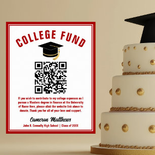 Red Graduate College Fund QR Code Poster