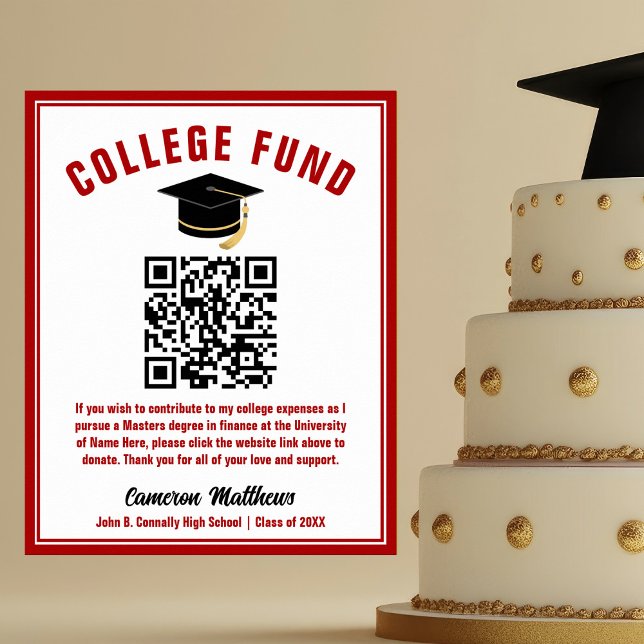 Red Graduate College Fund QR Code Poster (Creator Uploaded)