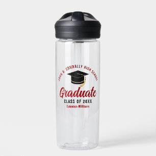 Red Graduate Personalised Graduation Gift Water Bottle