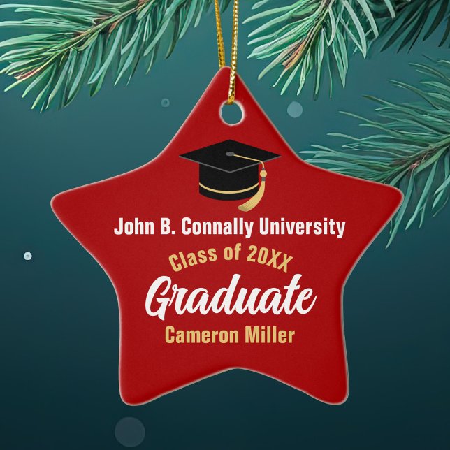 Red Graduate Personalised Graduation Star Ceramic Tree Decoration (Creator Uploaded)