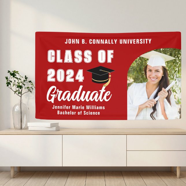 Red Graduate Photo Arch 2025 Graduation Party Banner (Creator Uploaded)