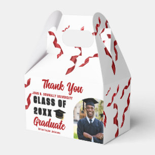 Red Graduate Photo Class of 2025 Graduation Party Favour Box