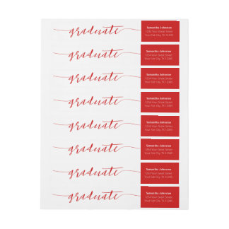 Red Graduate Script Modern Wrap Around Label