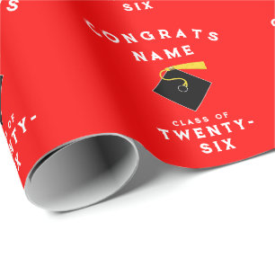Red Graduation 2026 Gift Wrapping Paper