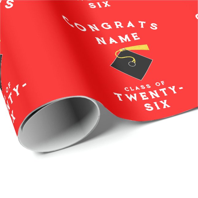 Red Graduation 2026 Gift Wrapping Paper (Roll Corner)