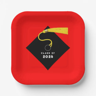 Red Graduation 2026 Party Paper Plate