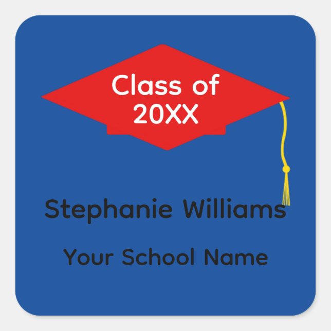 Red Graduation Cap #1-2 Stickers (Front)