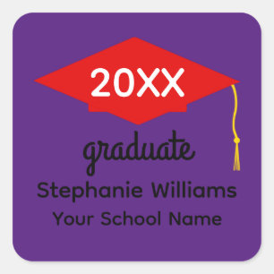 Red Graduation Cap #1-3 Stickers