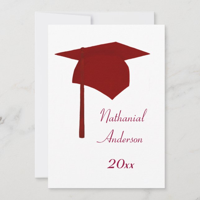 Red Graduation Cap and Tassel Invitations (Front)