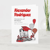 Red Graduation Cap Cowboy Boot Arrangement