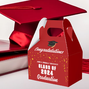 Red Graduation Class of 2023 Congratulations Party Favour Box