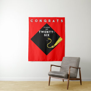 Red Graduation Class of 2026 Photo Backdrop Tapestry