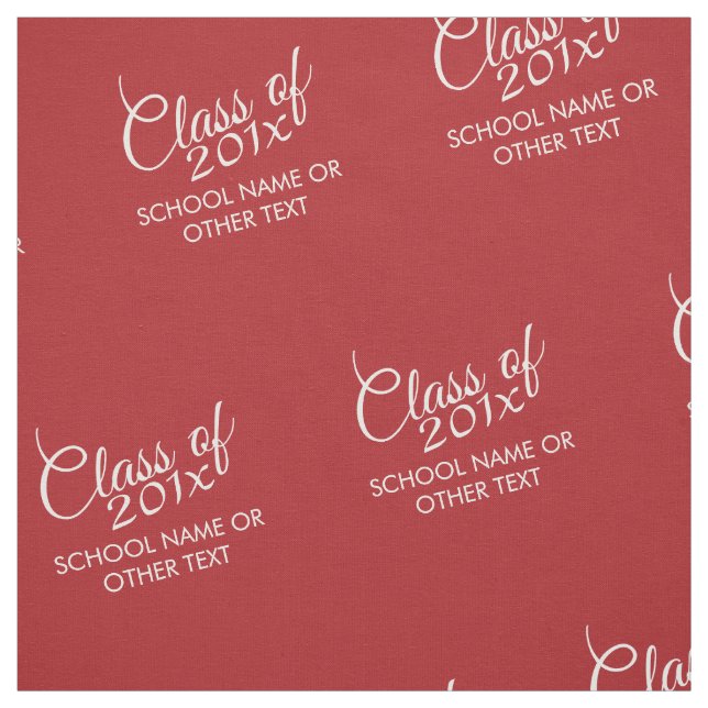 Red Graduation Class of Custom Year and Text Fabric (Swatch)