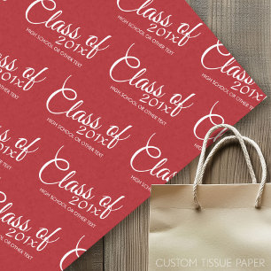 Red Graduation Class of Custom Year and Text Tissue Paper