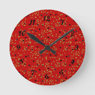 Red Graduation Confetti Clock