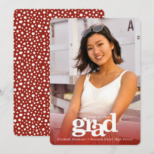 Red graduation custom photo bold simple modern announcement