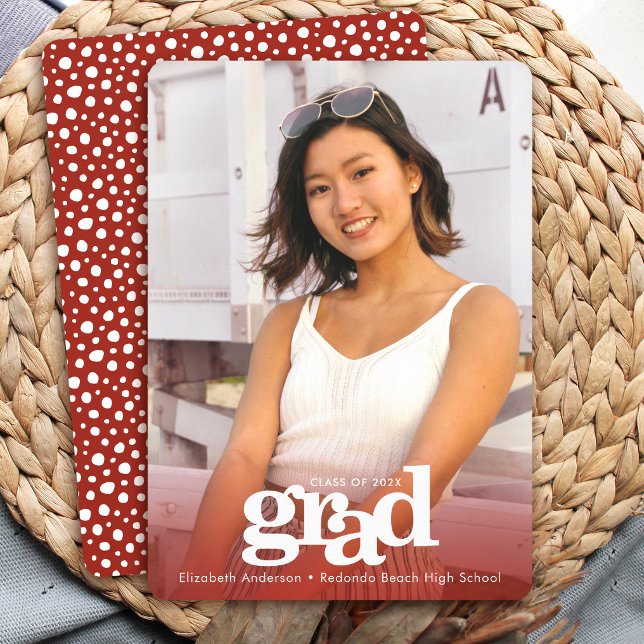Red graduation custom photo bold simple modern announcement (Creator Uploaded)