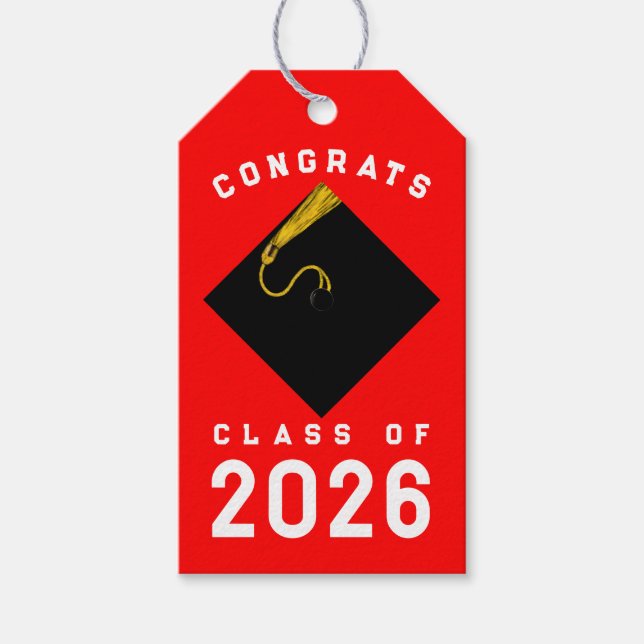 Red Graduation Gift Tags (Front)