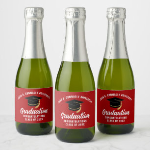 Red Graduation Party Personalised Sparkling Wine Label