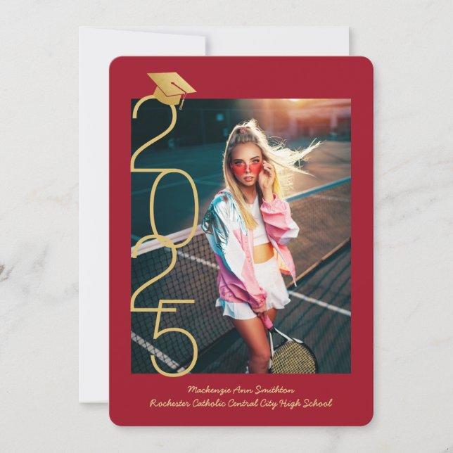 Red Graduation Photo 2022 Open House Invitation (Front)
