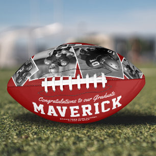 Red Graduation Photo Football Keepsake Gift