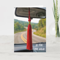Red Graduation Tassel On Rear View Car Mirror