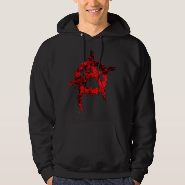 Red Graffiti Anarchy Symbol Hoodie (Front)