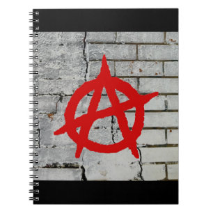 Red Graffiti Anarchy Symbol Spiral Notebook