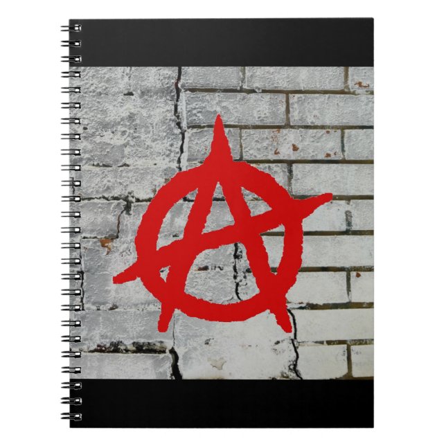 Red Graffiti Anarchy Symbol Spiral Notebook (Front)