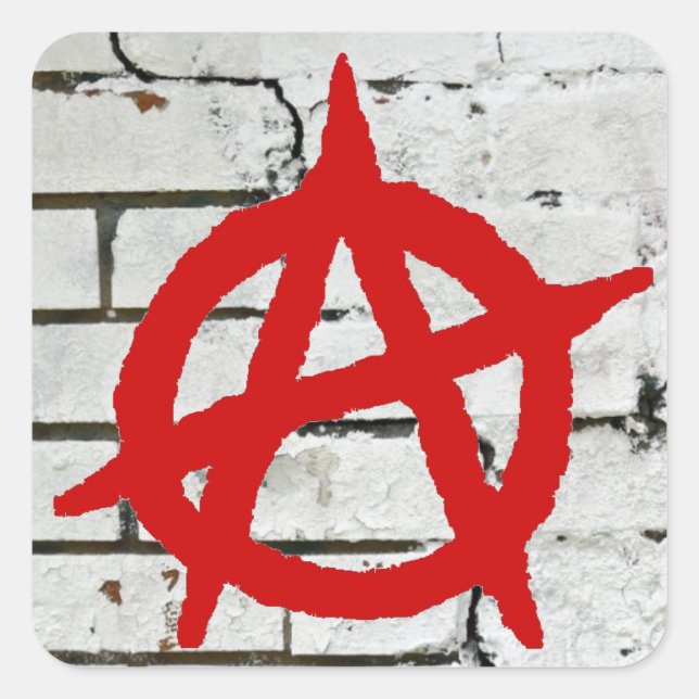 Red Graffiti Anarchy Symbol Square Sticker (Front)