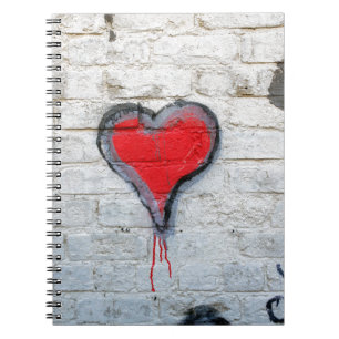 Red graffiti heart notebook