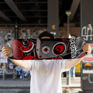 Red Graffiti Style Skateboard   Red Skateboard