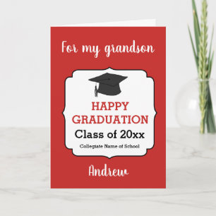 Red Grandson Graduation Card