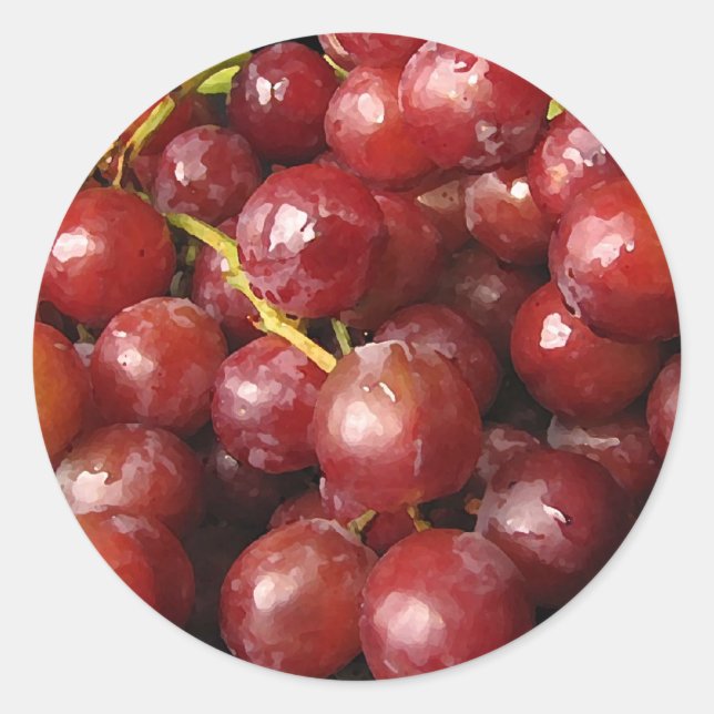 Red Grapes Classic Round Sticker (Front)