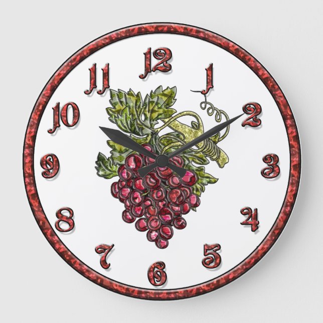 Red Grapes Large Clock (Front)