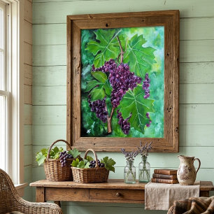 Red Grapes on an August Vine by Alfred Fox Poster