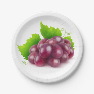 Red grapes paper plate