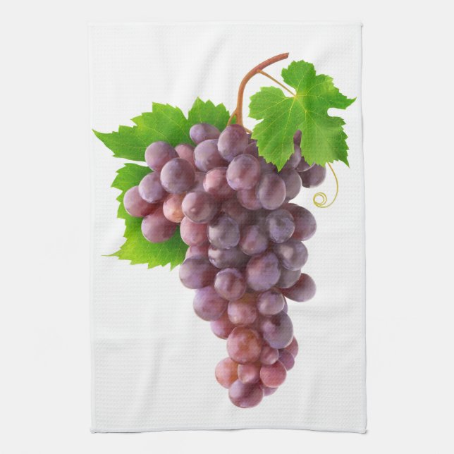 Red grapes tea towel (Vertical)